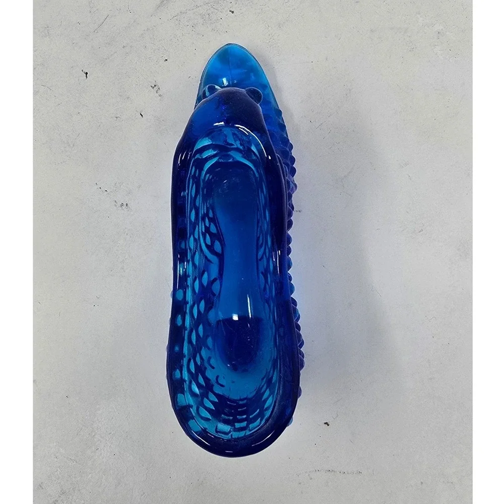 Vtg Fenton hobnail cobalt art glass shoe slipper Victorian boot whimsical